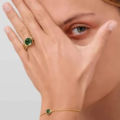 JULIE SANDLAU PRIME RING FORGYLDT SØLV MED TURMALIN FARVET KRYSTAL - RI248GDTMCRCZ