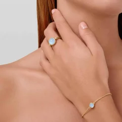 JULIE SANDLAU PRIME RING I SØLV FORGYLDT MED SMOKEY KRYSTAL - RI248GDSMCRCZ