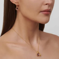 JULIE SANDLAU PRIME VEDHÆNG SØLV FORGYLDT MED RØGFARVET KRYSTAL - PD19GDSMCR