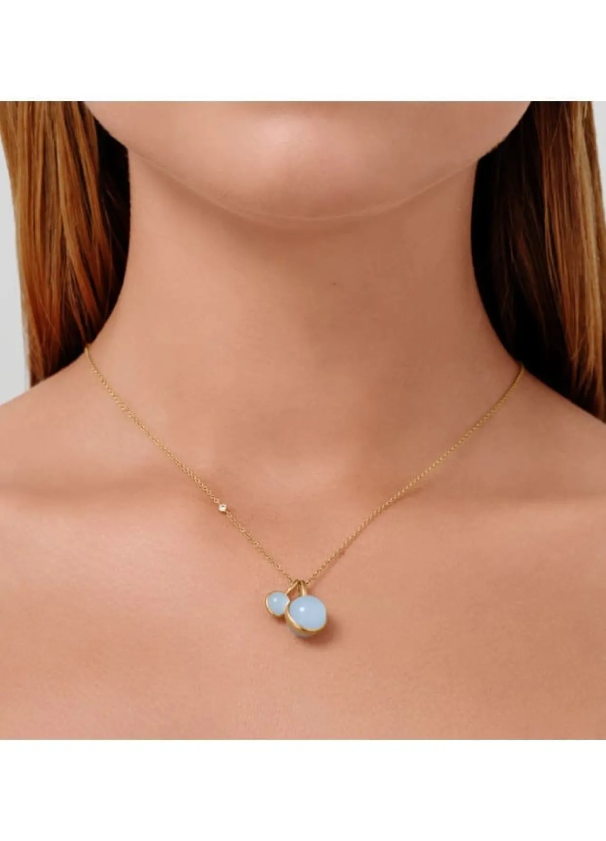 JULIE SANDLAU PRIME VEDHÆNG FORGYLDT SØLV MED BLÅ KRYSTAL - PD19GDMLAQCR