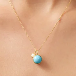 JULIE SANDLAU PRIME VEDHÆNG I FORGYLDT SØLV MED TURKIS FARVET KRYSTAL - PD19GDTQCR