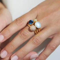 JULIE SANDLAU PRIMINI RING I FORGYLDT SØLV MED MILKY ROSE KRYSTAL STØRRELSE 56 - RI225GDMLROCR