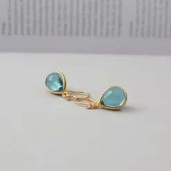 JULIE SANDLAU ØRERINGE PALOMA SØLV FORGYLDT ISBLÅ - HKS631GDIBCRCZ