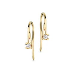 KLEOPATRA 14 KARAT GULD ØRERINGE BØJLE MED BRILLANT 0,10 CARAT WESSELTON/SI - 1125,10