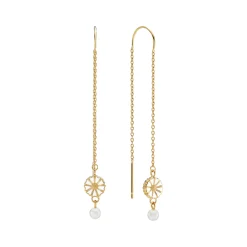 LUND COPENHAGEN DISKO ØRERINGE SØLV FORGYLDT MAGUERIT MED KÆDE OG FERSKVANDSKULTURPERLE -9095045-33-M