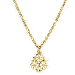 LUND COPENHAGEN HALSKÆDE 3 MARGUERITTER MED BLADE SØLV FORGYLDT - 9025078-M