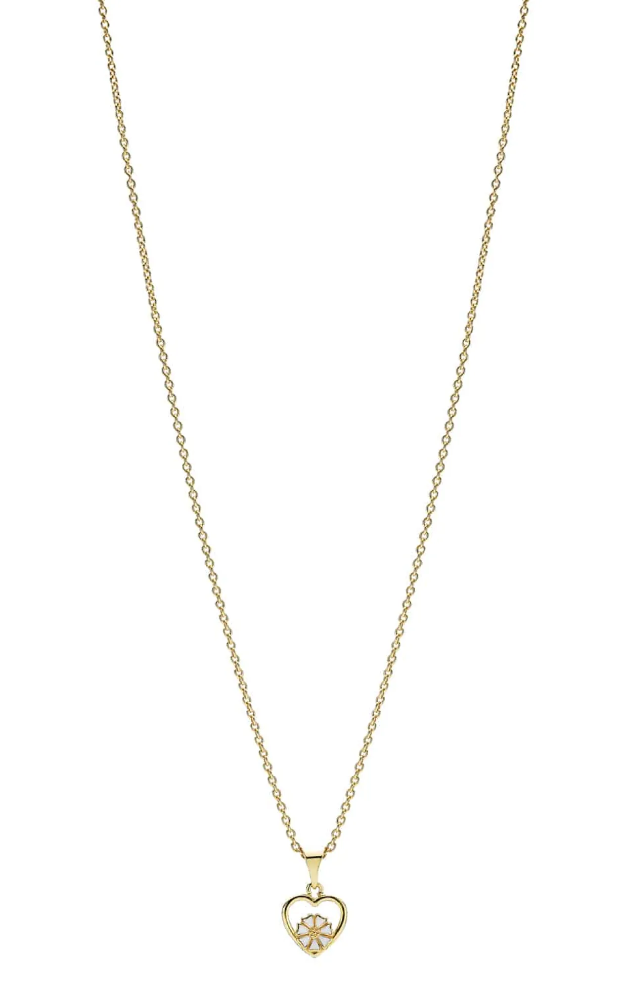 LUND COPENHAGEN HALSKÆDE MARGUERIT MED HJERTE SØLV FORGYLDT - 902249-M
