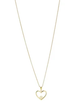 LUND COPENHAGEN HALSKÆDE MARGUERIT MED HJERTE SØLV FORGYLDT - 902250-M