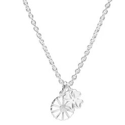 LUND COPENHAGEN HALSKÆDE MARGUERIT MED FIRKLØVER SØLV - 9025073-H