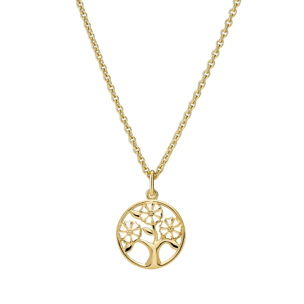 LUND COPENHAGEN HALSKÆDE SØLV FORGYLDT MED LIVETS TRÆ - 9025063-M