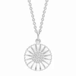 LUND COPENHAGEN MARGUERIT HALSKÆDE I SØLV MED HVID EMALJE 18 MM - 902018-H