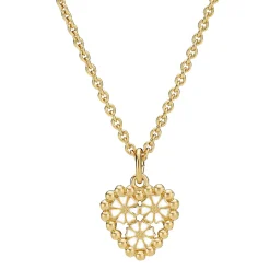 LUND COPENHAGEN MARGUERIT HALSKÆDE MED HJERTE SØLV FORGYLDT - 9025076-M