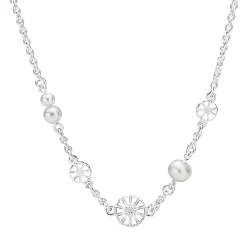 LUND COPENHAGEN MARGUERIT SØLV HALSKÆDE MED PERLER - 9025074-33-H