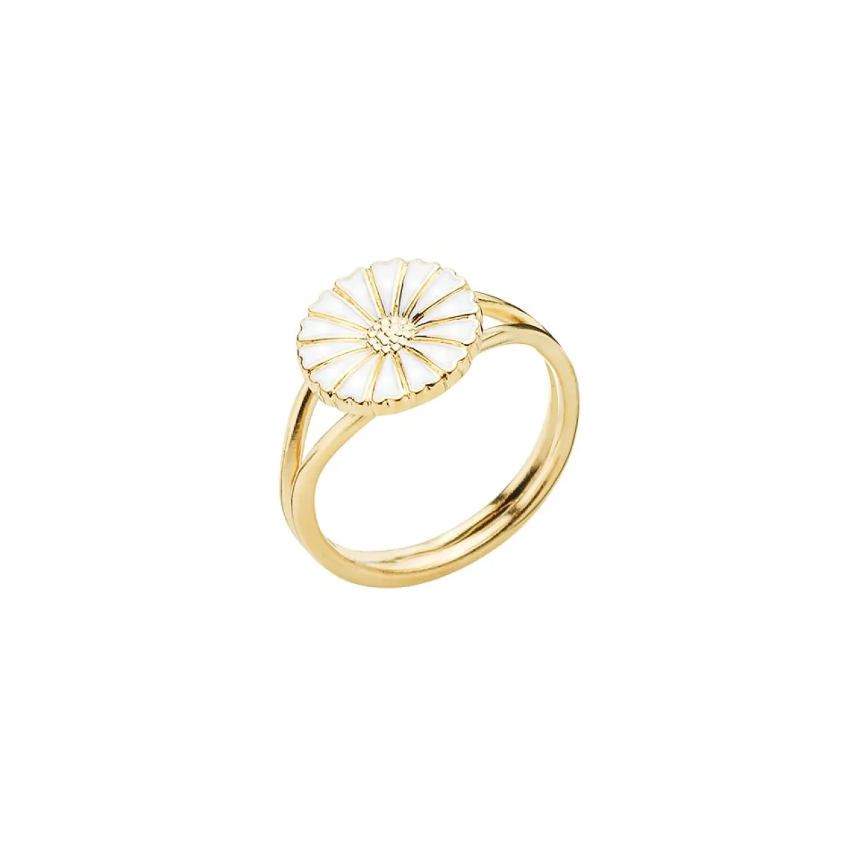 LUND COPENHAGEN MARGUERIT RING FORGYLDT SØLV MED HVID EMALJE - 907011-M