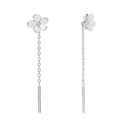 LUND COPENHAGEN ØRERINGE BLOMST MED KÆDE SØLV - 9091302