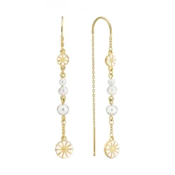 LUND COPENHAGEN ØRERINGE MARGUERIT MED PERLER PÅ KÆDE - 9095074-33-M