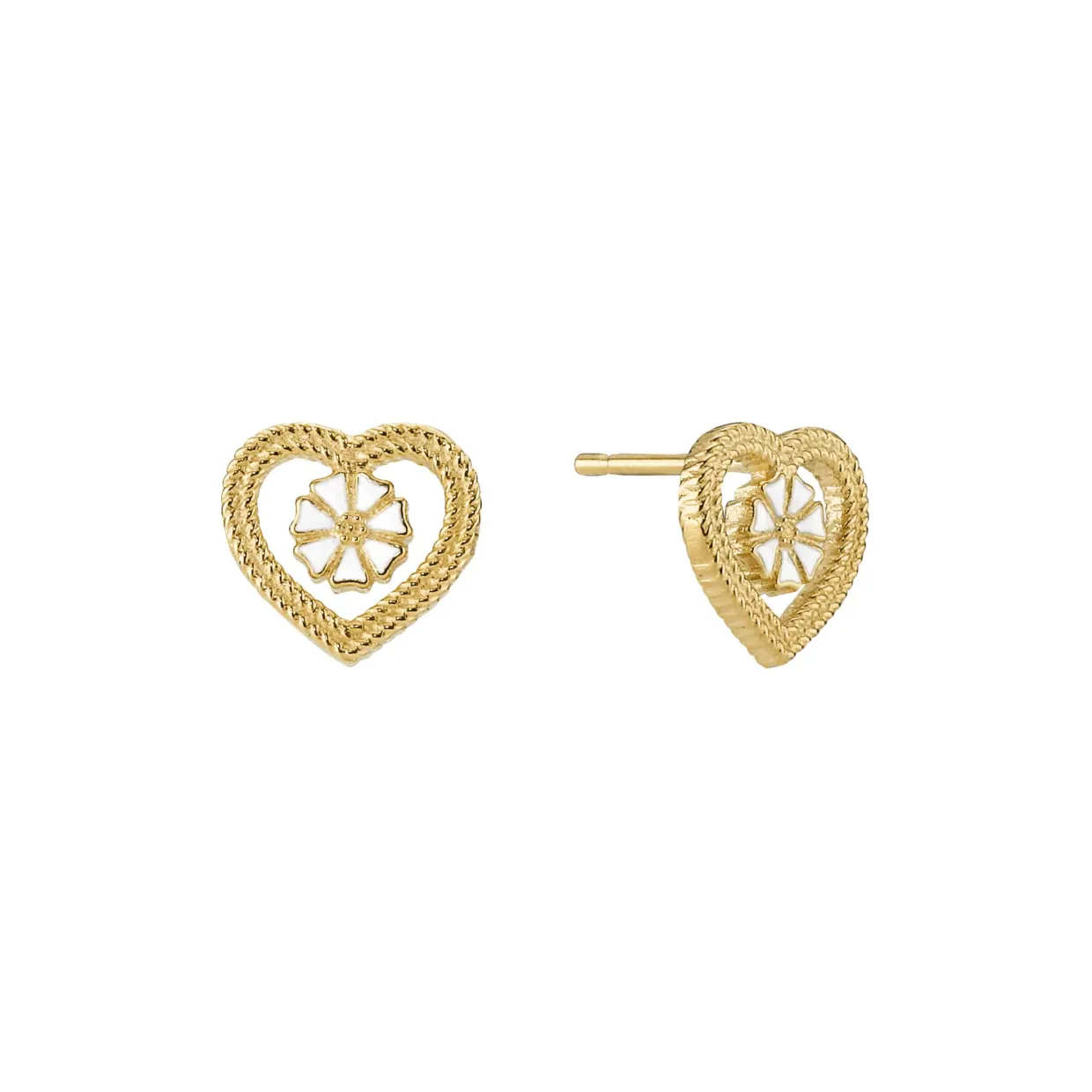 LUND COPENHAGEN ØRERINGE SØLV FORGYLDT MED HJERTE - 9095064-4-M