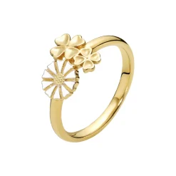 LUND COPENHAGEN RING FORGYLDT SØLV MARGUERIT OG FIRKLØVER- 9075072-M