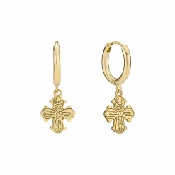 LUND COPENHAGEN SØLV FORGYLDT ØRERINGE MED DAGMAR KORS - 9091264-F