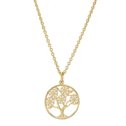 LUND COPENHAGEN SØLV FORGYLDT HALSKÆDE LIVETS TRÆ 5MM - 9025052-M