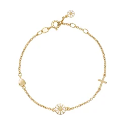 LUND COPENHAGEN SØLV FORGYLDT ARMBÅND MED KORS OG HJERTE 7MM - 9015053-M