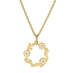 LUND COPENHAGEN SØLV FORGYLDT HALSKÆDE KRANS MED MAGUERIT - 9025061-M