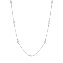 LUND COPENHAGEN SØLV HALSKÆDE MED PLADE OG FERSKVANDSPERLER- 9021238-33