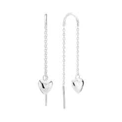 LUND COPENHAGEN SØLV ØRERINGE MED HJERTE PÅ KÆDE - 9091250