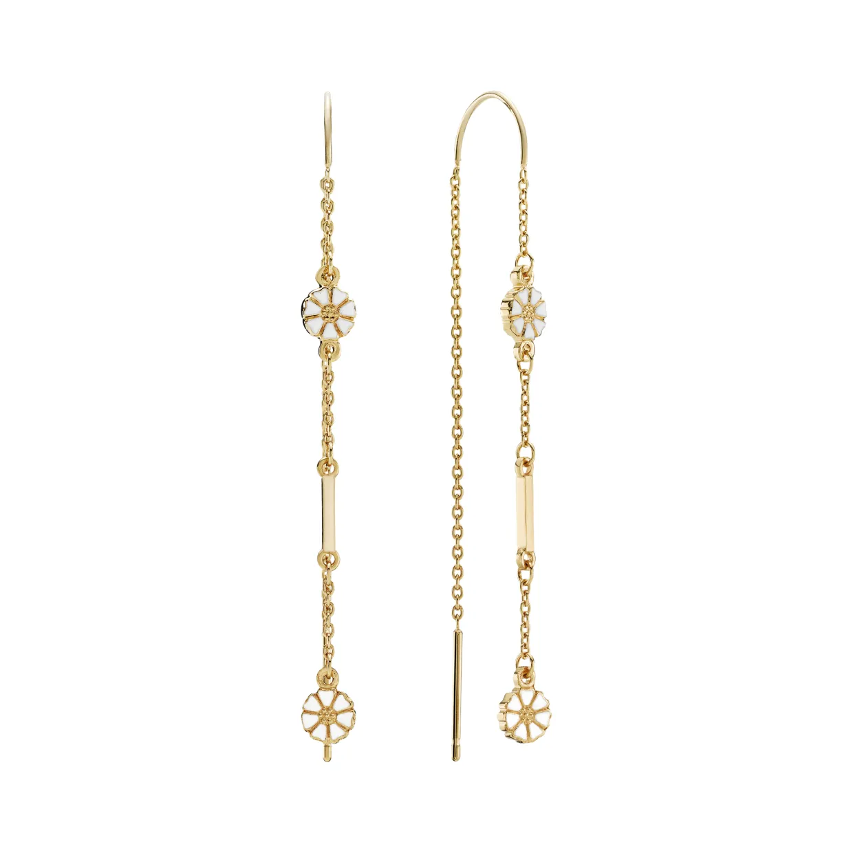 LUND ØRERINGE SØLVFORGYLDTE KÆDER MED MARGUERIT OG PIND - 9095049-M