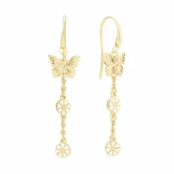 LUND SØLV FORGYLDTE ØRERINGE MED SOMMERFUGL - 9095101-2-M