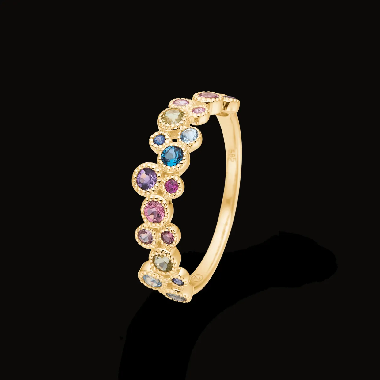 MADS Z LUXURY RAINBOW PETITE RING 14 KARAT GULD - 1544066