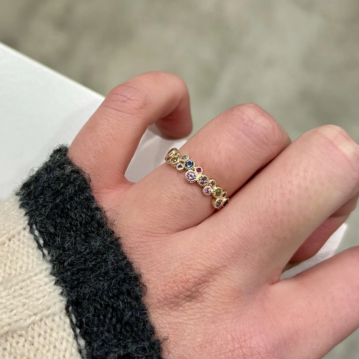 MADS Z LUXURY RAINBOW PETITE RING 14 KARAT GULD - 1544066