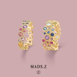 MADS Z LUXURY RAINBOW RING 14 KT GULD RING MED ÆGTE STENE - 1544063