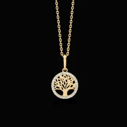 MADS Z TREE OF LIFE VEDHÆNG I 8 KARAT GULD MED STEN - 3337110