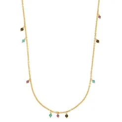 NORDAHL ENJOY52 SØLV FORGYLDT HALSKÆDE MED MIX AF STEN - 80290185950