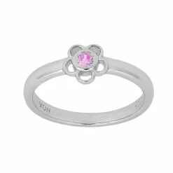 NORDAHL JEWELLERY BØRNE RING BLOMST MED LYSERØD ZIRKONIA - 103400609
