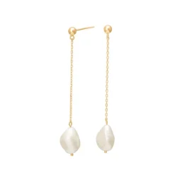 NORDAHL JEWELLERY FORGYLDT ØREHÆNGER KÆDE MED PERLE - 30490035900