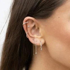 NORDAHL JEWELLERY LABRET PIERCING SØLV MED TRE KUGLER - 30140020900