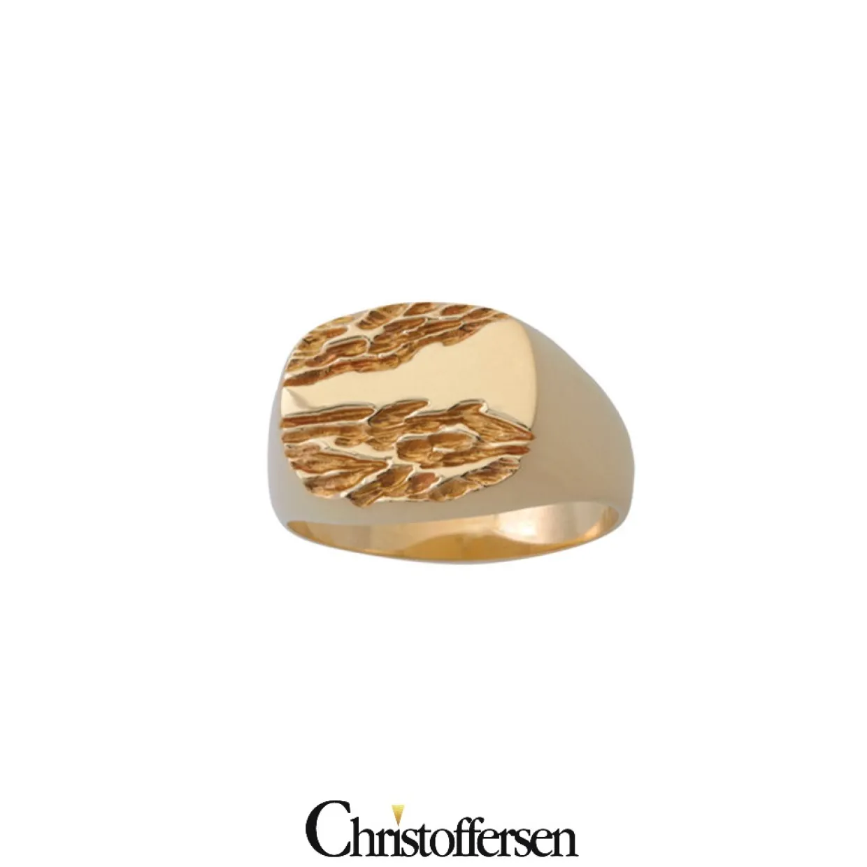 RANDERS SØLV HERRE RING 8 KARAT GULD MED MØNSTER - 136738O