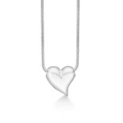 RANDERS SØLV SLANGE HALSKÆDE MED LILLE HJERTE - 122907G