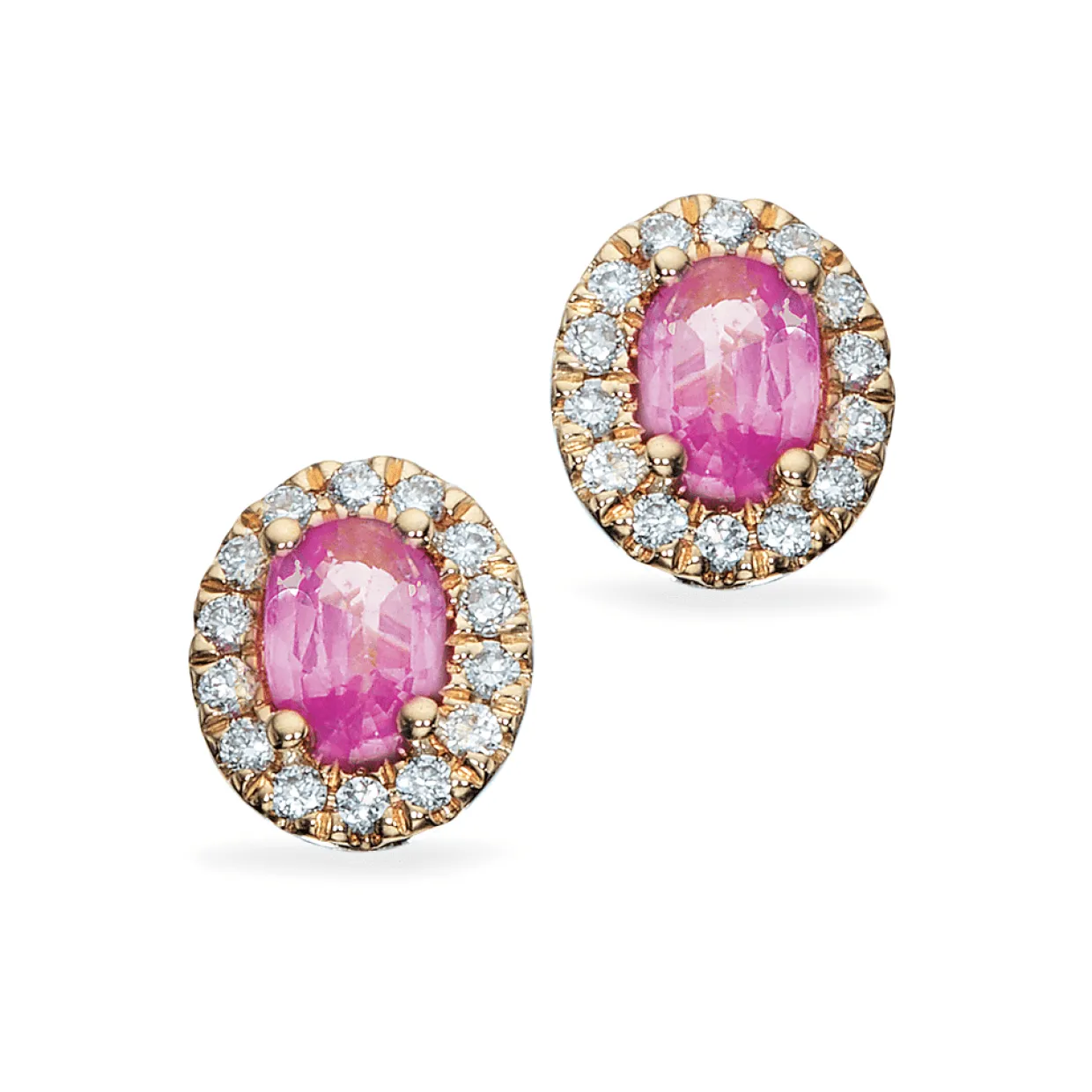 SCOUPLES ØRERINGE 14 KARAT GULD MED DIAMANTER OG PINK SAFIR - 119945