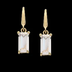 SCROUPLES 8 KARAT GULD ØRERINGE BAGUETTE ZIRKON - 119973