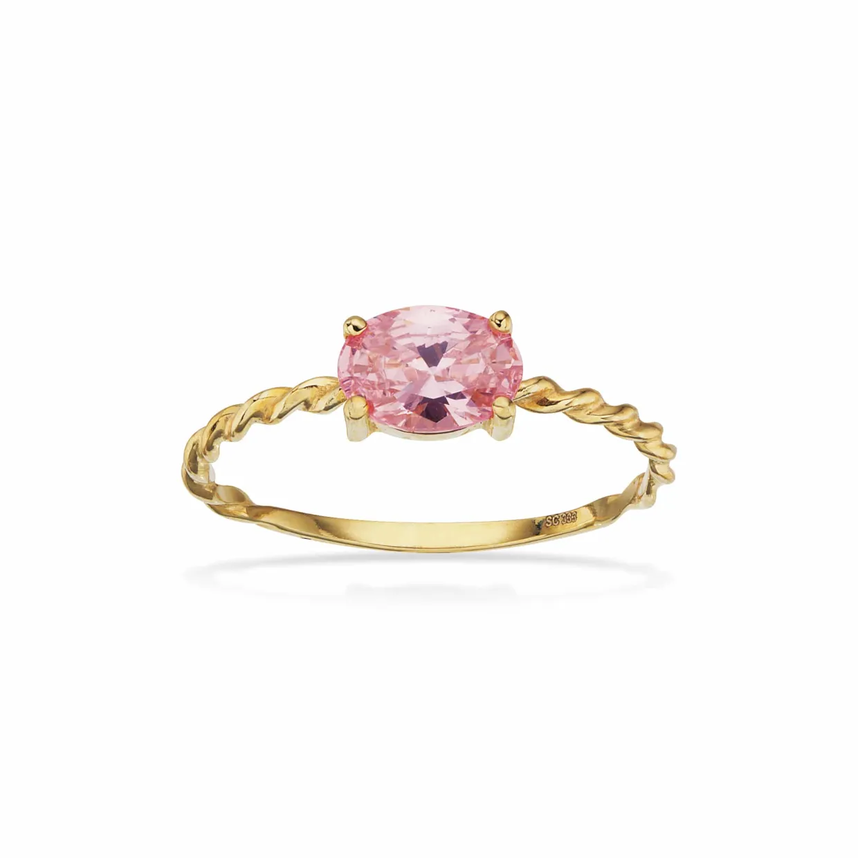 SCROUPLES 8 KARAT GULD RING MED ROSA STEN - 713663