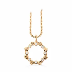 SCROUPLES 8 KARATS GULD HALSKÆDE CIRKEL MED ZIRKON OG BLADE - 213503