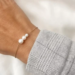 SCROUPLES ARMBÅND 9 KARATS GULD FERSKVANDSPERLE - 34303A,M