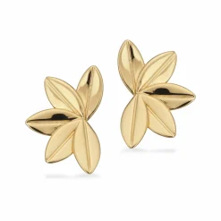 SCROUPLES BLAD ØRESTIKKER I FORGYLDT SØLV - 165942