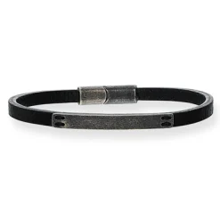 SCROUPLES FORCE ARMBÅND SORT LÆDER OG STÅL - 03171,21