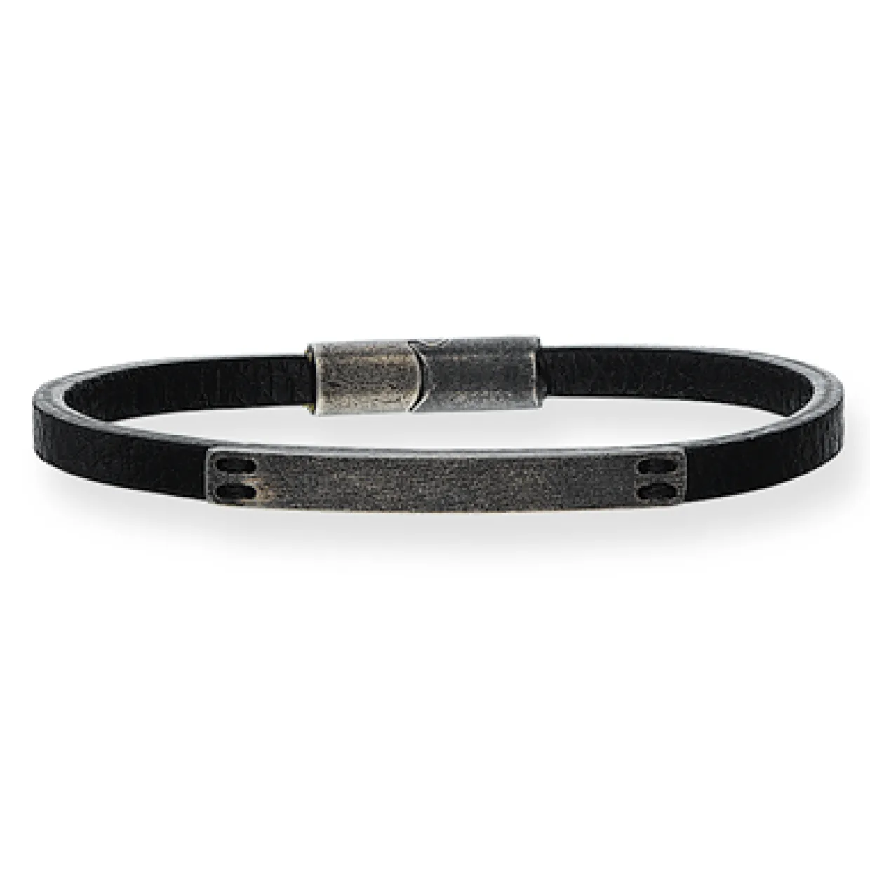 SCROUPLES FORCE ARMBÅND SORT LÆDER OG STÅL - 03171,21