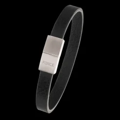 SCROUPLES FORCE HERRE ARMBÅND SORT LÆDER MED STÅL LÅS- 03071,21