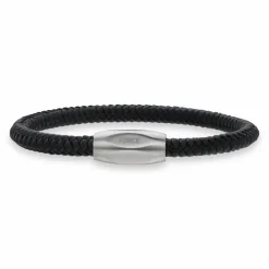 SCROUPLES FORCE HERREARMBÅND I SORT FLETTET LÆDER 21 CM - 03391A,M